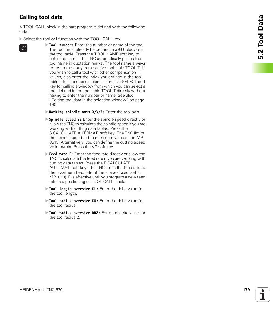 Calling tool data, 2 t ool d a ta | HEIDENHAIN iTNC 530 (340 49x-06) ISO programming User Manual | Page 179 / 640