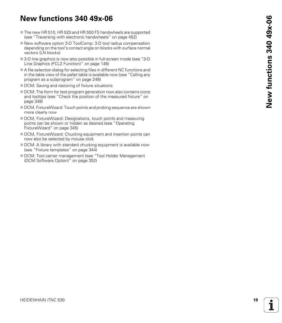 New functions 340 49x-06 | HEIDENHAIN iTNC 530 (340 49x-06) ISO programming User Manual | Page 19 / 640