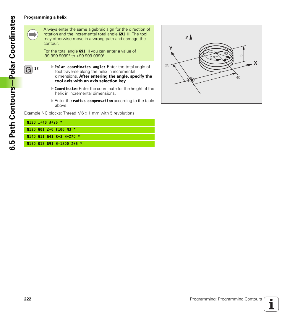 5 p a th cont ours—p o lar coor dinat e s | HEIDENHAIN iTNC 530 (340 49x-06) ISO programming User Manual | Page 222 / 640