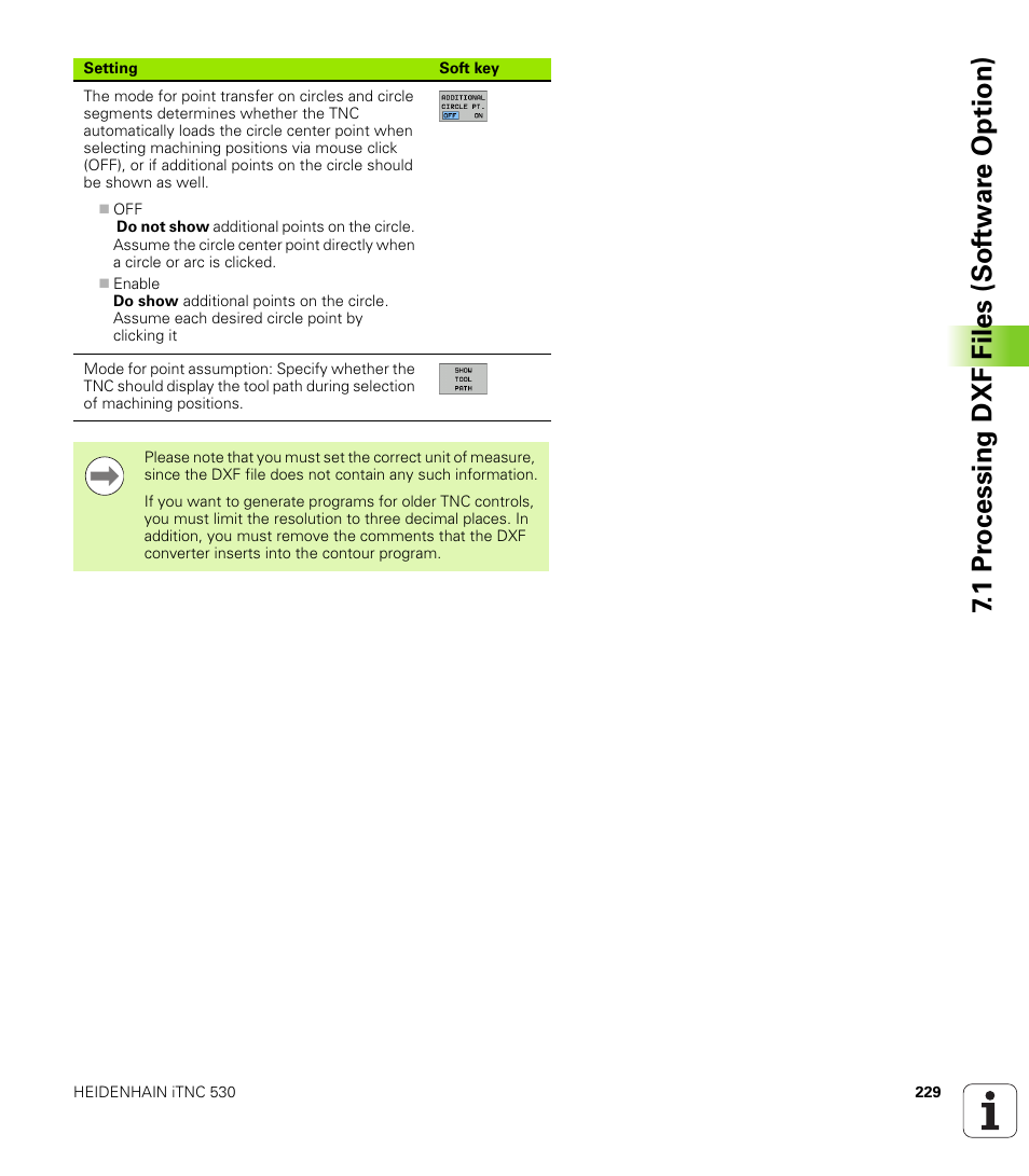 1 pr ocessing dxf files (sof tw ar e option) | HEIDENHAIN iTNC 530 (340 49x-06) ISO programming User Manual | Page 229 / 640