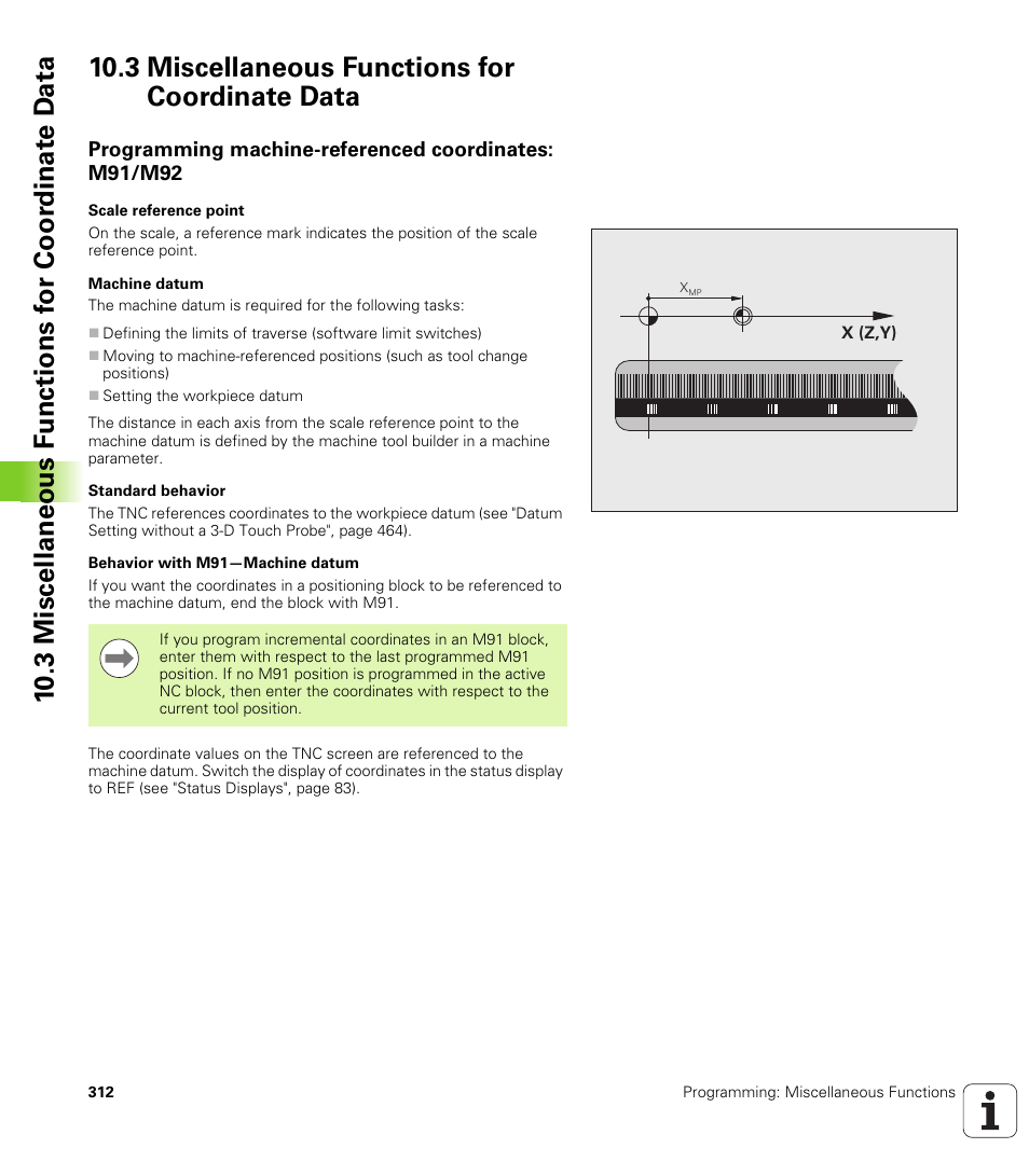 3 miscellaneous functions for coordinate data | HEIDENHAIN iTNC 530 (340 49x-06) ISO programming User Manual | Page 312 / 640