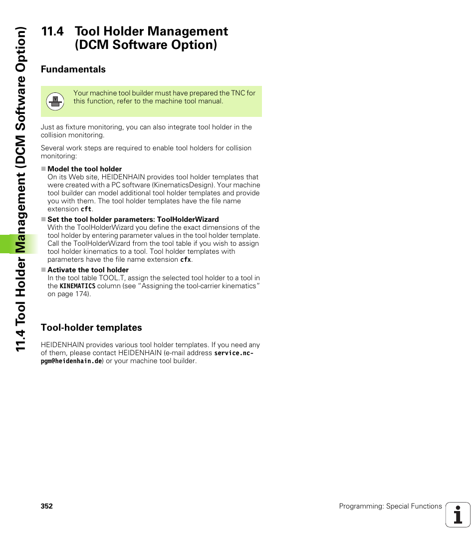 4 tool holder management (dcm software option), Fundamentals, Tool-holder templates | HEIDENHAIN iTNC 530 (340 49x-06) ISO programming User Manual | Page 352 / 640
