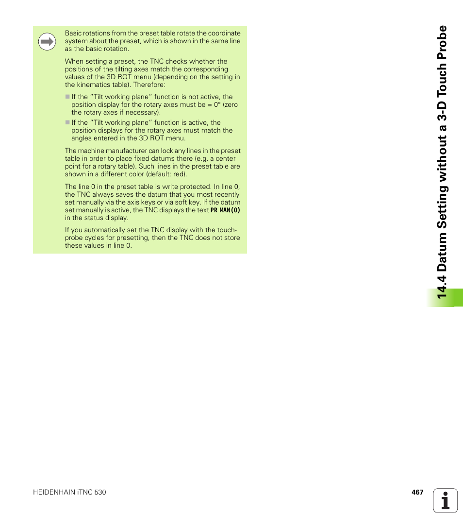 4 d a tum set ting without a 3-d t o uc h pr obe | HEIDENHAIN iTNC 530 (340 49x-06) ISO programming User Manual | Page 467 / 640