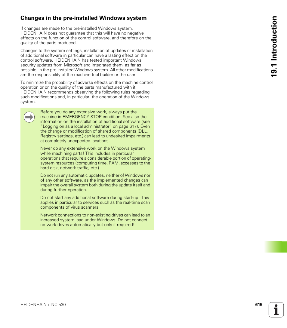 Changes in the pre-installed windows system, 19 .1 intr oduction | HEIDENHAIN iTNC 530 (340 49x-06) ISO programming User Manual | Page 615 / 640