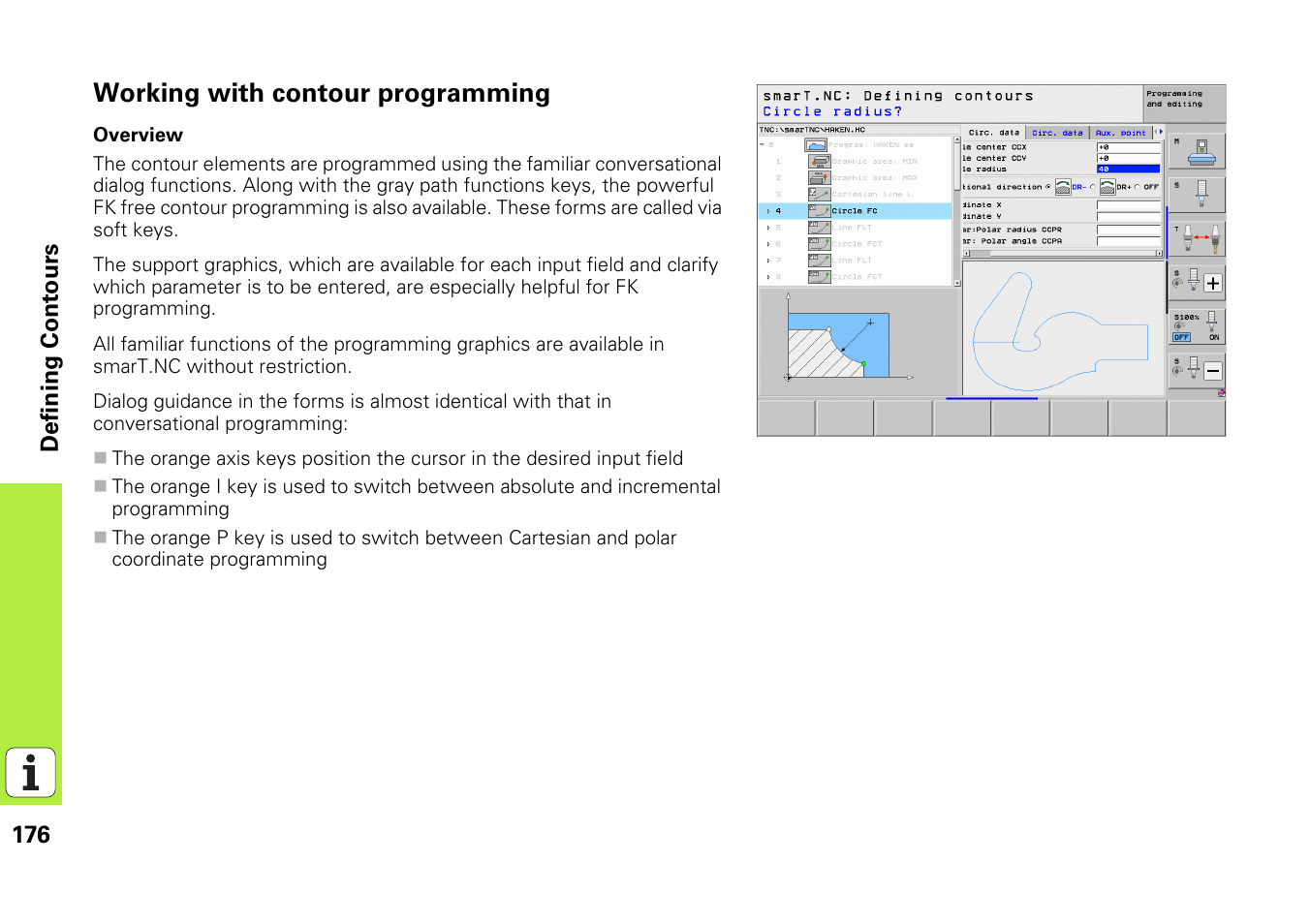 Working with contour programming | HEIDENHAIN iTNC 530 (340 49x-06) Pilot User Manual | Page 176 / 216