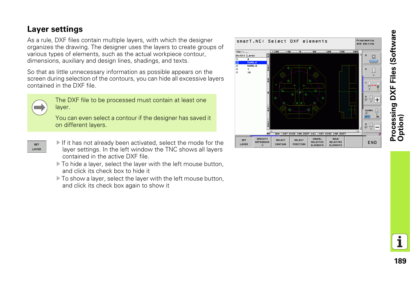 Layer settings | HEIDENHAIN iTNC 530 (340 49x-06) Pilot User Manual | Page 189 / 216