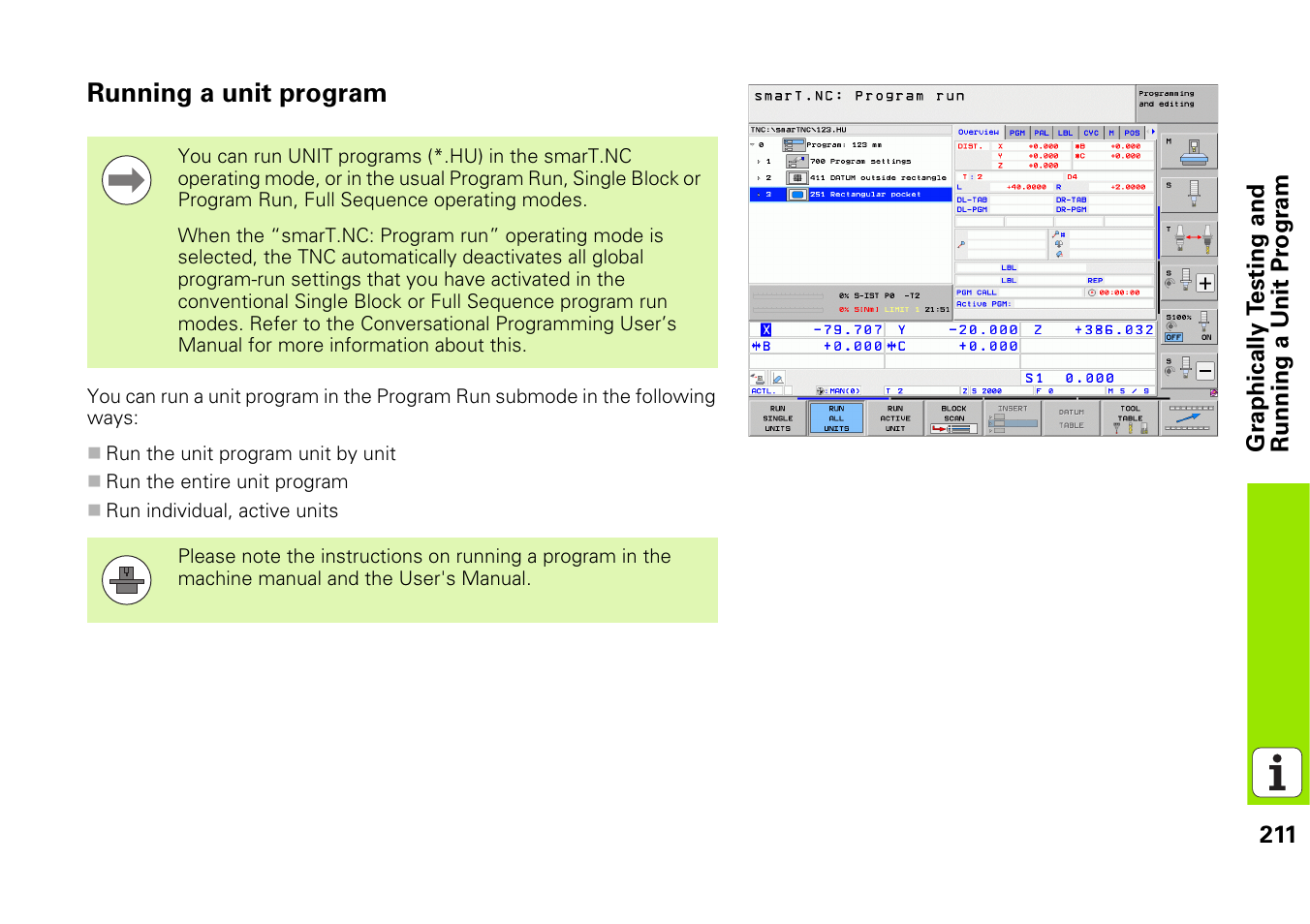 Running a unit program | HEIDENHAIN iTNC 530 (340 49x-06) Pilot User Manual | Page 211 / 216