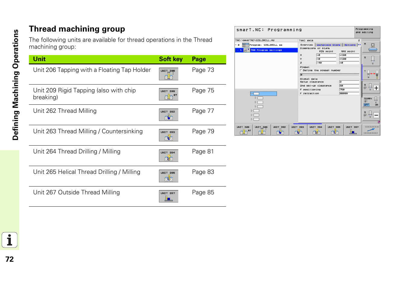 Thread machining group | HEIDENHAIN iTNC 530 (340 49x-06) Pilot User Manual | Page 72 / 216