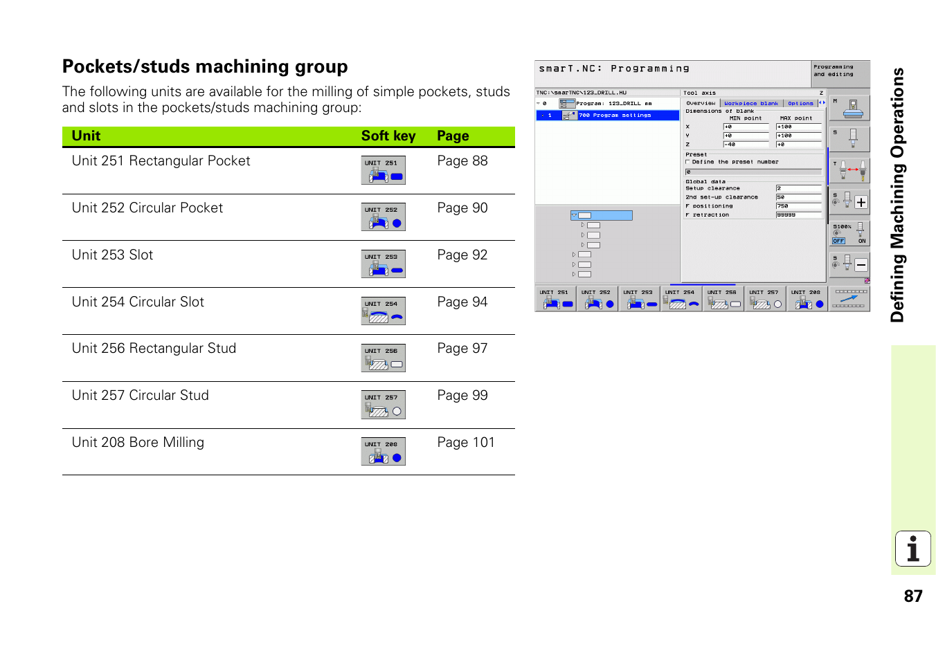 Pockets/studs machining group | HEIDENHAIN iTNC 530 (340 49x-06) Pilot User Manual | Page 87 / 216