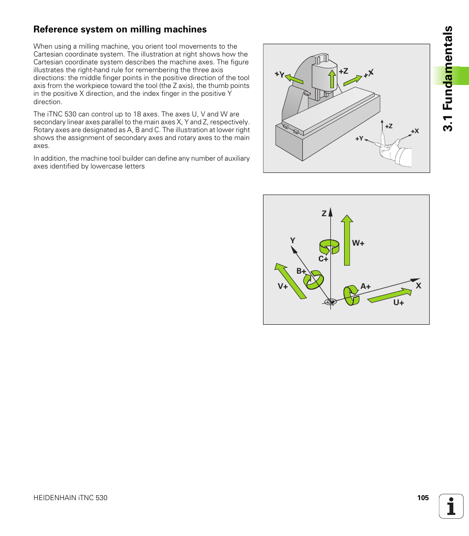 Reference system on milling machines, 1 f undamentals | HEIDENHAIN 530 (340 49x-07) User Manual | Page 105 / 729