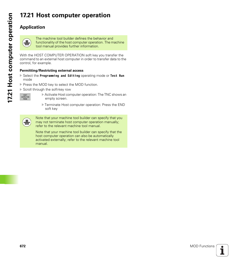 21 host computer operation, Application | HEIDENHAIN 530 (340 49x-07) User Manual | Page 672 / 729