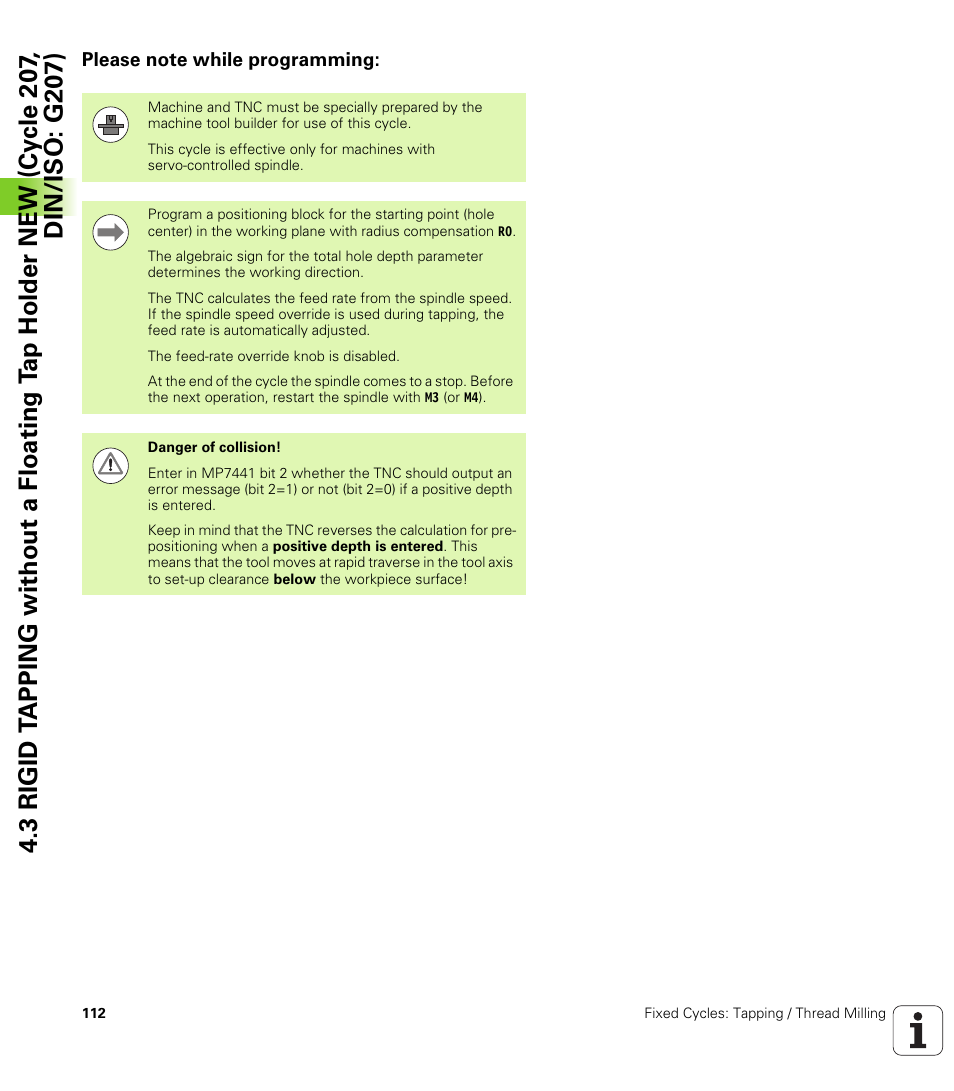 Please note while programming | HEIDENHAIN 530 (340 49x-07) Cycle programming User Manual | Page 112 / 525