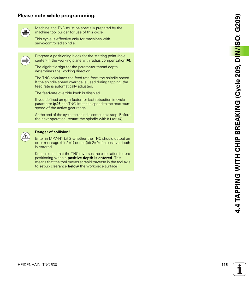 Please note while programming | HEIDENHAIN 530 (340 49x-07) Cycle programming User Manual | Page 115 / 525