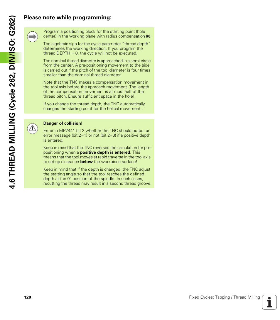 Please note while programming | HEIDENHAIN 530 (340 49x-07) Cycle programming User Manual | Page 120 / 525