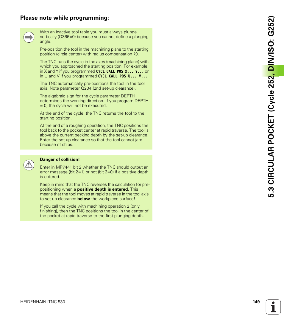 Please note while programming | HEIDENHAIN 530 (340 49x-07) Cycle programming User Manual | Page 149 / 525
