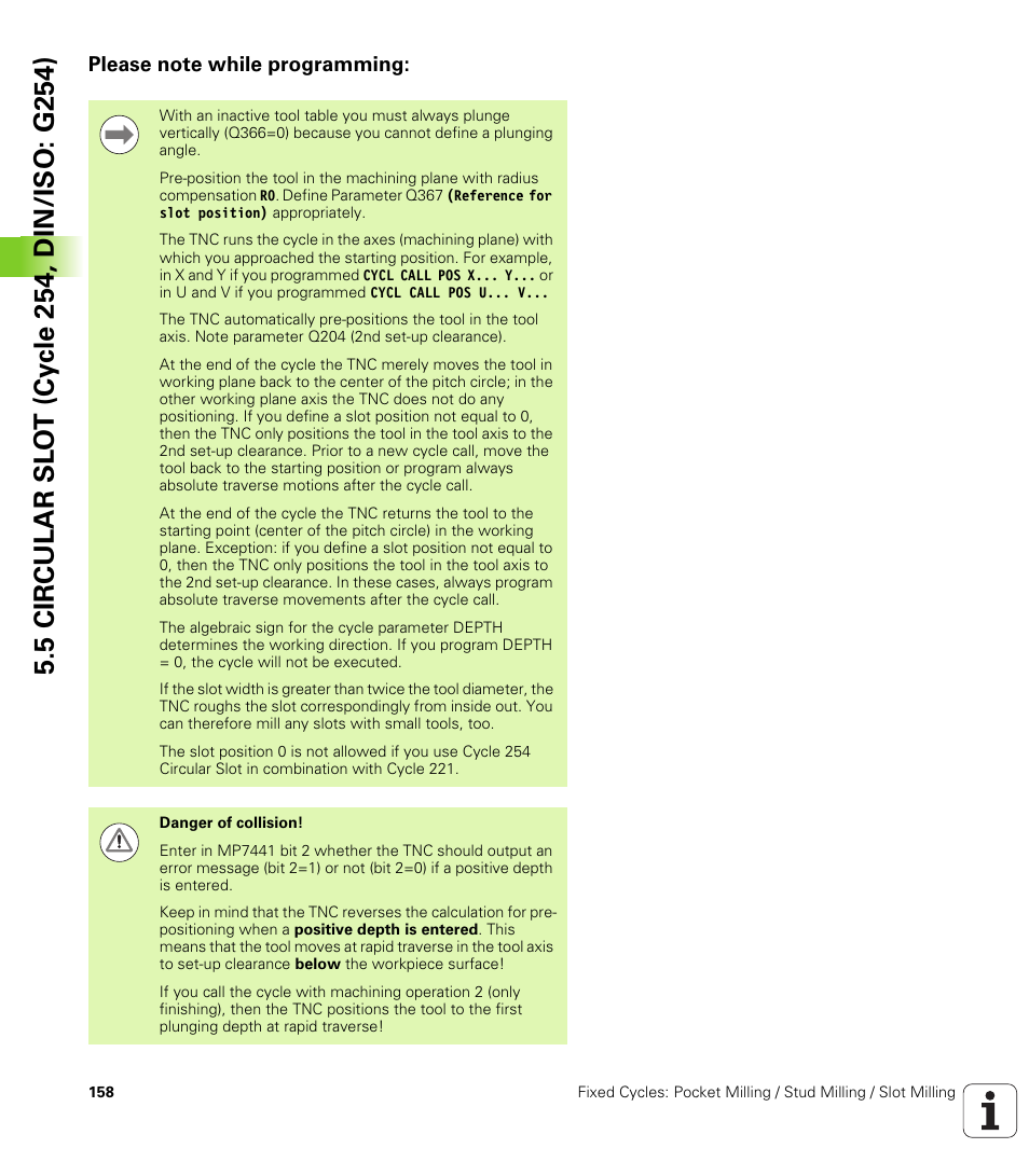 Please note while programming | HEIDENHAIN 530 (340 49x-07) Cycle programming User Manual | Page 158 / 525