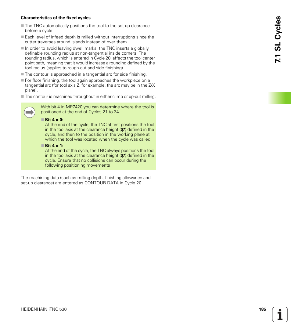 1 sl cy cles | HEIDENHAIN 530 (340 49x-07) Cycle programming User Manual | Page 185 / 525