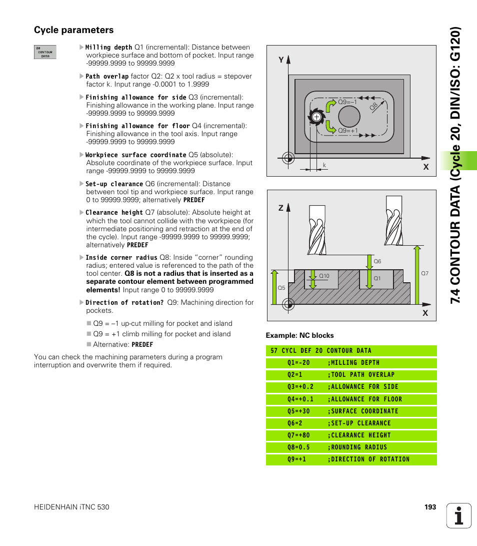 Cycle parameters | HEIDENHAIN 530 (340 49x-07) Cycle programming User Manual | Page 193 / 525