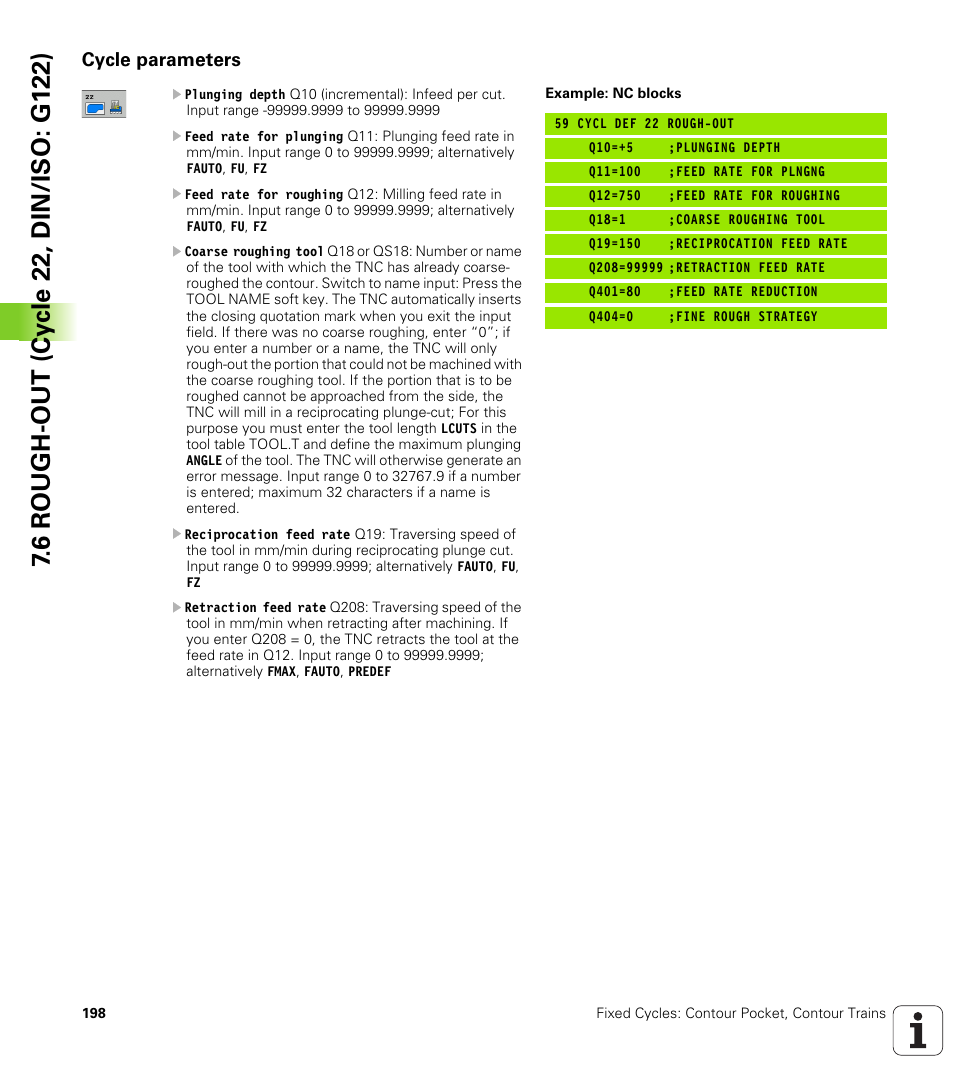 Cycle parameters | HEIDENHAIN 530 (340 49x-07) Cycle programming User Manual | Page 198 / 525