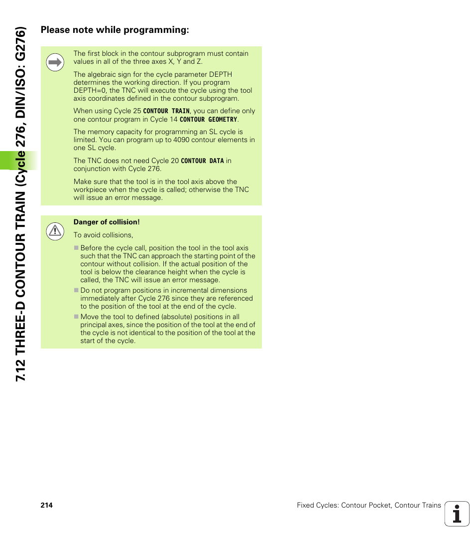 Please note while programming | HEIDENHAIN 530 (340 49x-07) Cycle programming User Manual | Page 214 / 525