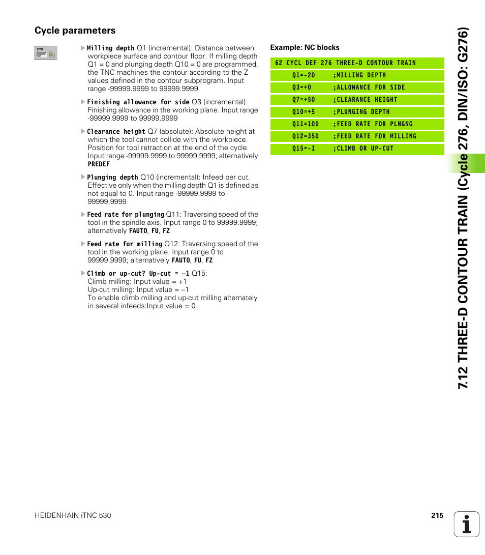 Cycle parameters | HEIDENHAIN 530 (340 49x-07) Cycle programming User Manual | Page 215 / 525