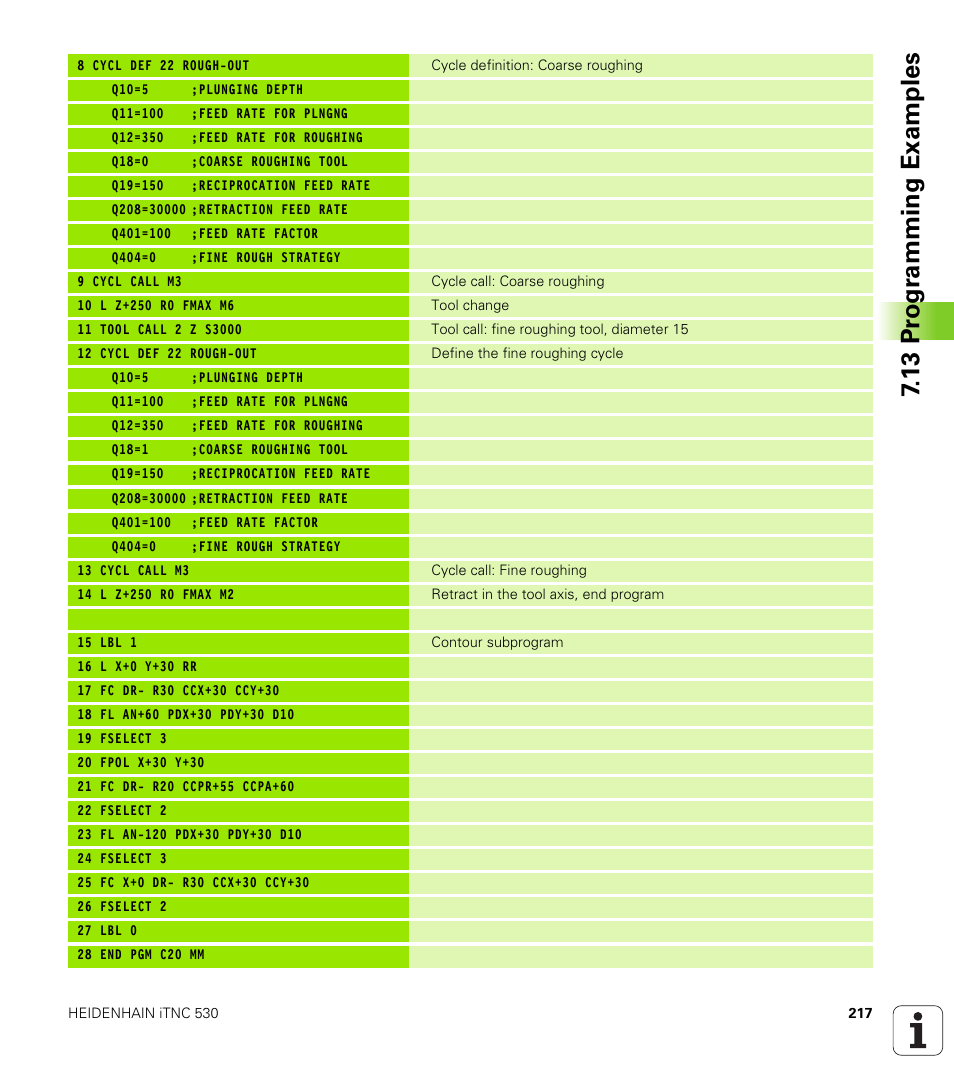 13 pr ogr amming examples | HEIDENHAIN 530 (340 49x-07) Cycle programming User Manual | Page 217 / 525