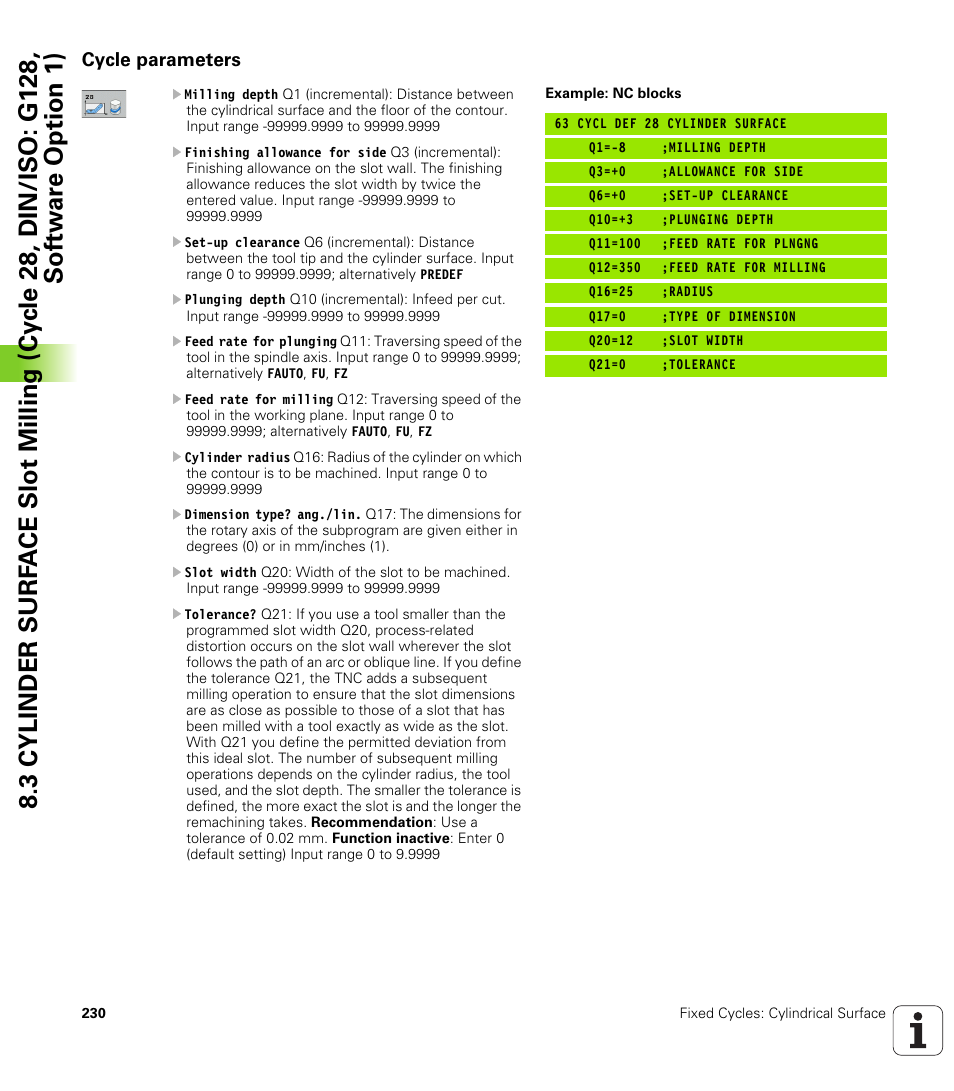 Cycle parameters | HEIDENHAIN 530 (340 49x-07) Cycle programming User Manual | Page 230 / 525