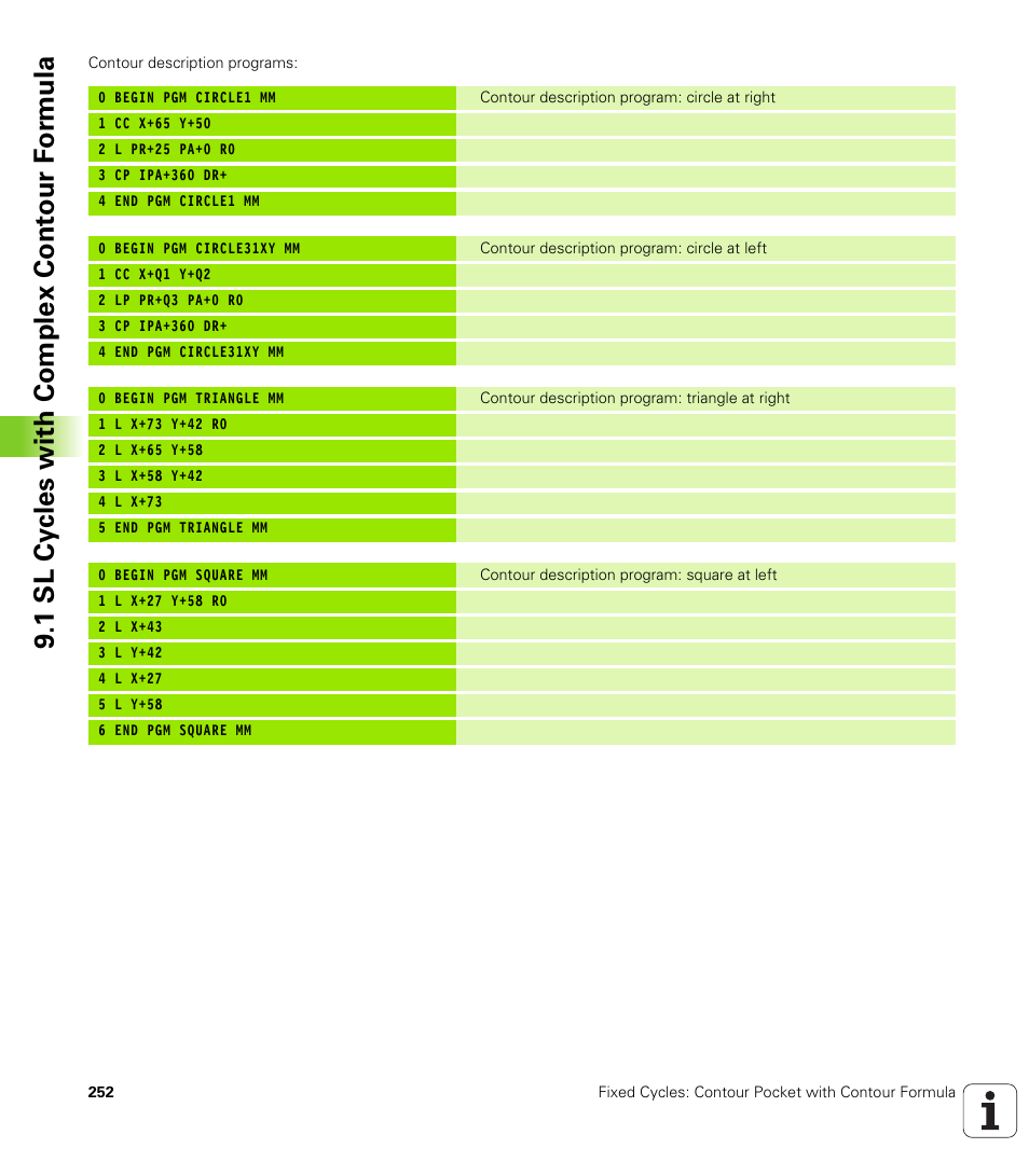 1 sl cy cles with complex cont our f o rm ula | HEIDENHAIN 530 (340 49x-07) Cycle programming User Manual | Page 252 / 525