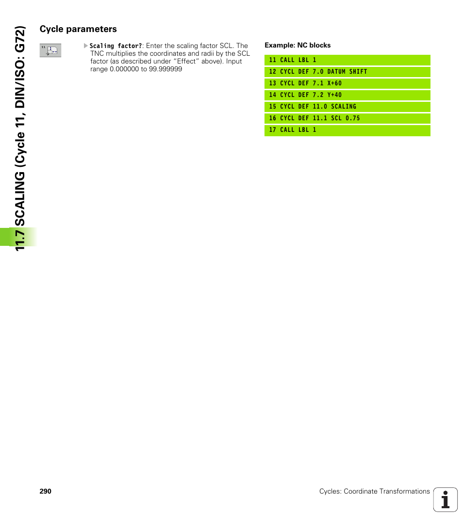 Cycle parameters | HEIDENHAIN 530 (340 49x-07) Cycle programming User Manual | Page 290 / 525
