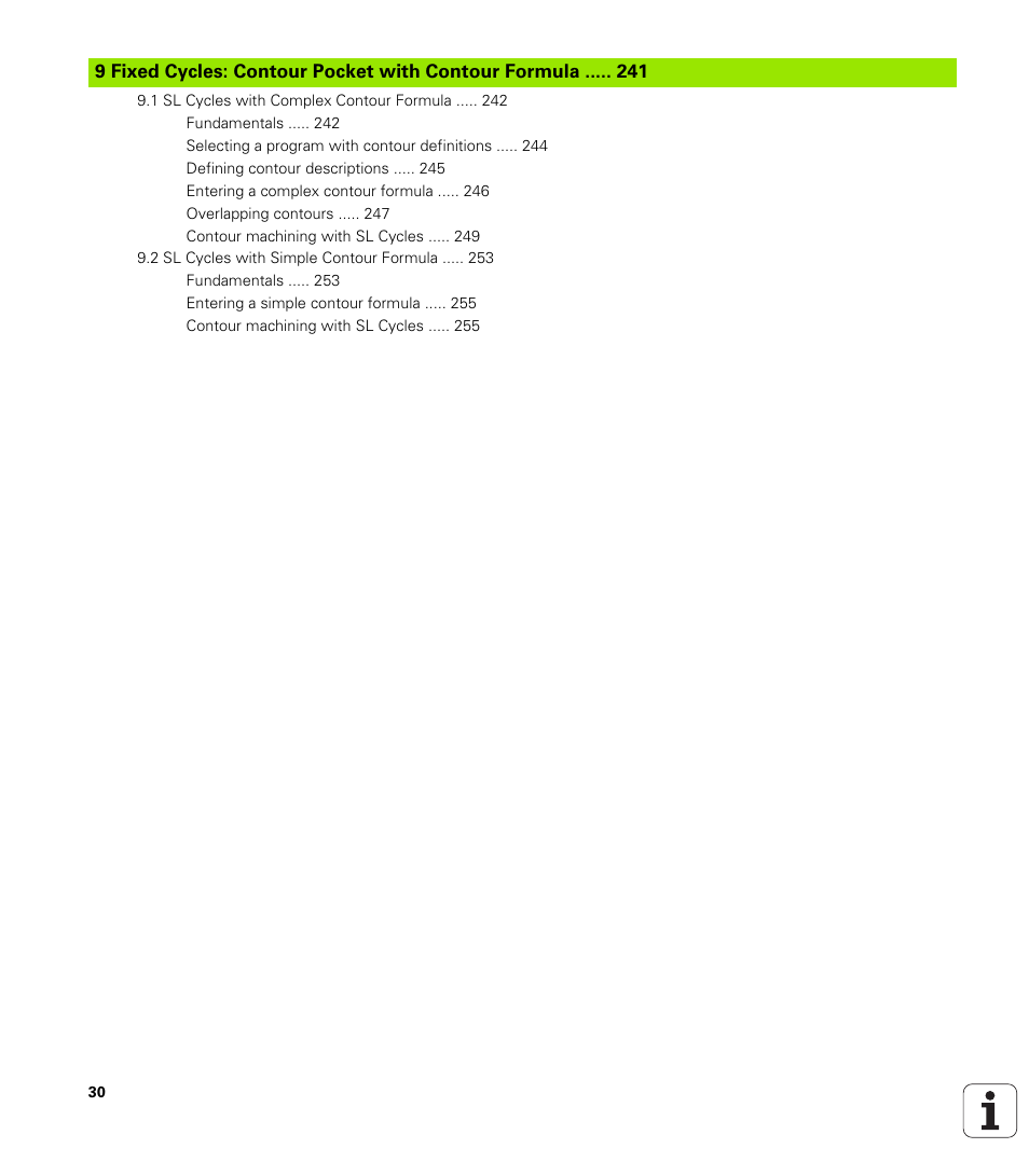 Fixed cycles: contour pocket with contour formula | HEIDENHAIN 530 (340 49x-07) Cycle programming User Manual | Page 30 / 525