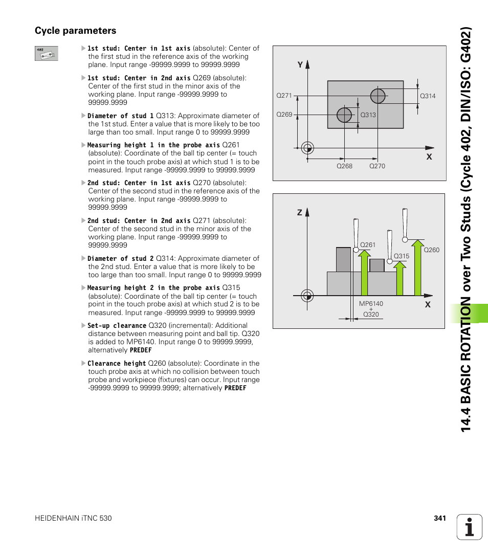 Cycle parameters | HEIDENHAIN 530 (340 49x-07) Cycle programming User Manual | Page 341 / 525