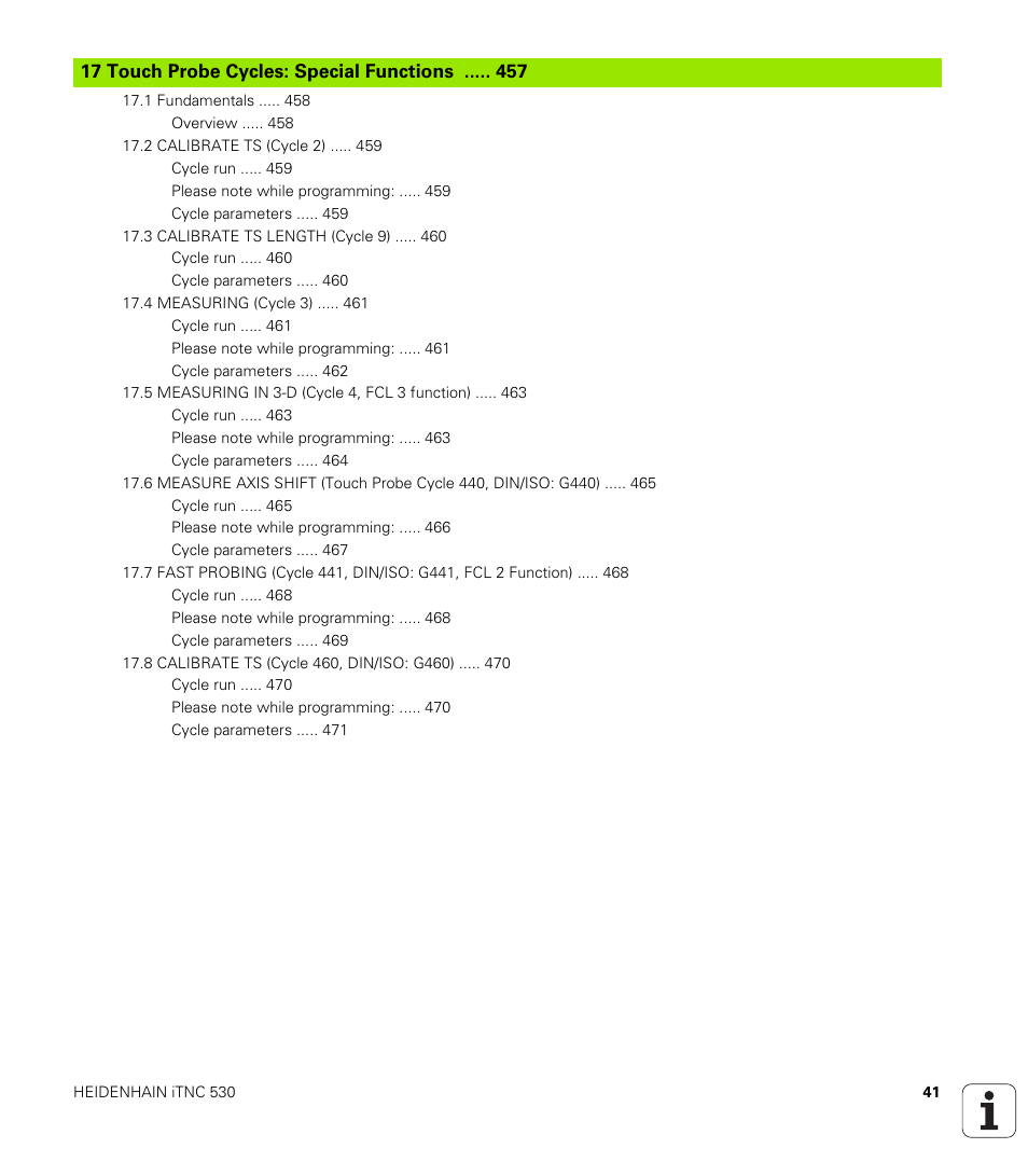 Touch probe cycles: special functions | HEIDENHAIN 530 (340 49x-07) Cycle programming User Manual | Page 41 / 525