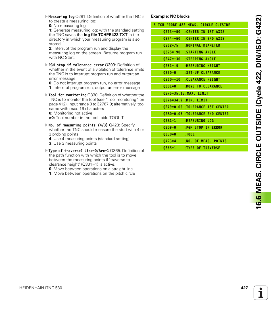 HEIDENHAIN 530 (340 49x-07) Cycle programming User Manual | Page 427 / 525