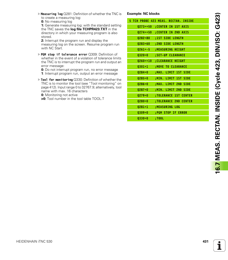 HEIDENHAIN 530 (340 49x-07) Cycle programming User Manual | Page 431 / 525