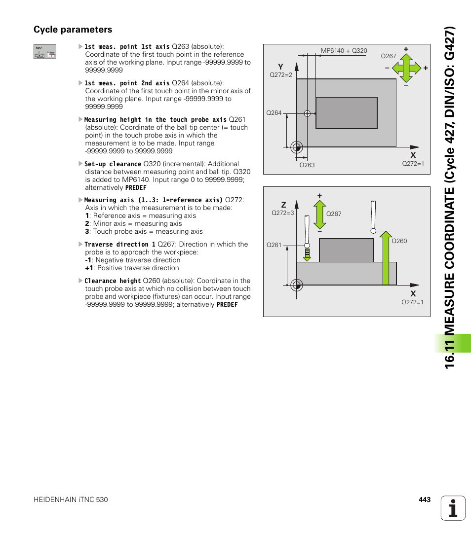 Cycle parameters | HEIDENHAIN 530 (340 49x-07) Cycle programming User Manual | Page 443 / 525