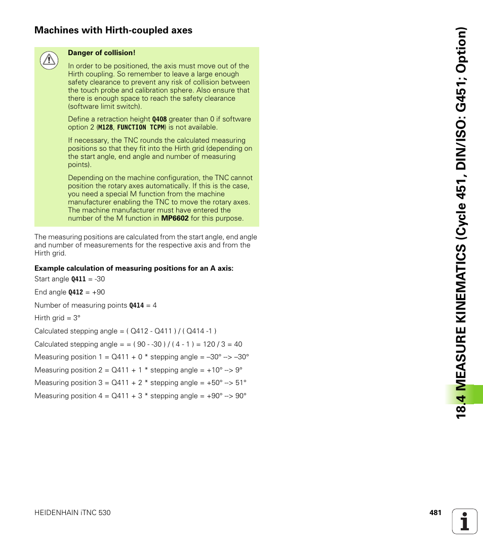 Machines with hirth-coupled axes | HEIDENHAIN 530 (340 49x-07) Cycle programming User Manual | Page 481 / 525