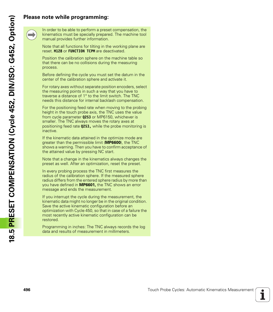 Please note while programming | HEIDENHAIN 530 (340 49x-07) Cycle programming User Manual | Page 496 / 525