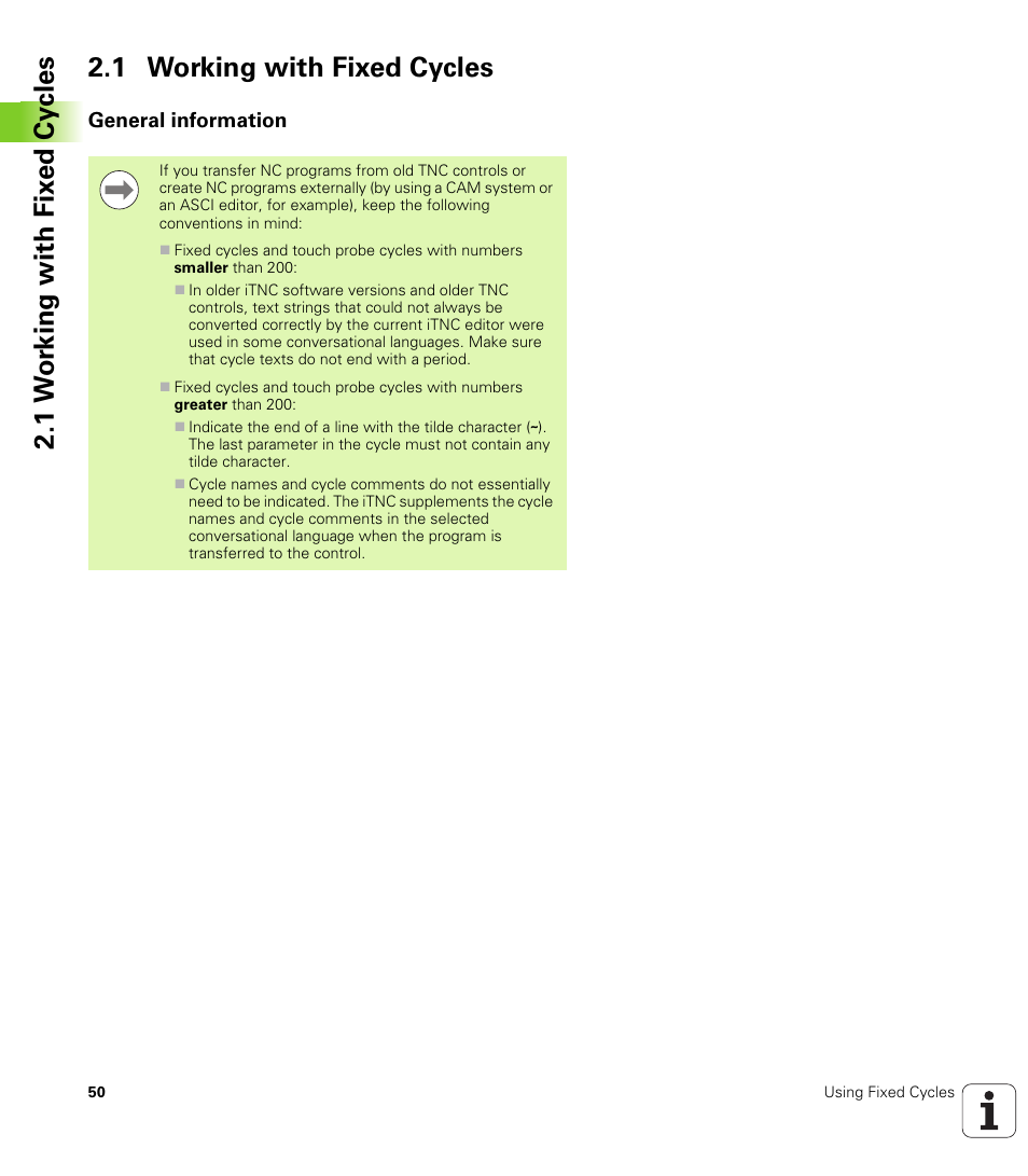 1 working with fixed cycles, General information | HEIDENHAIN 530 (340 49x-07) Cycle programming User Manual | Page 50 / 525