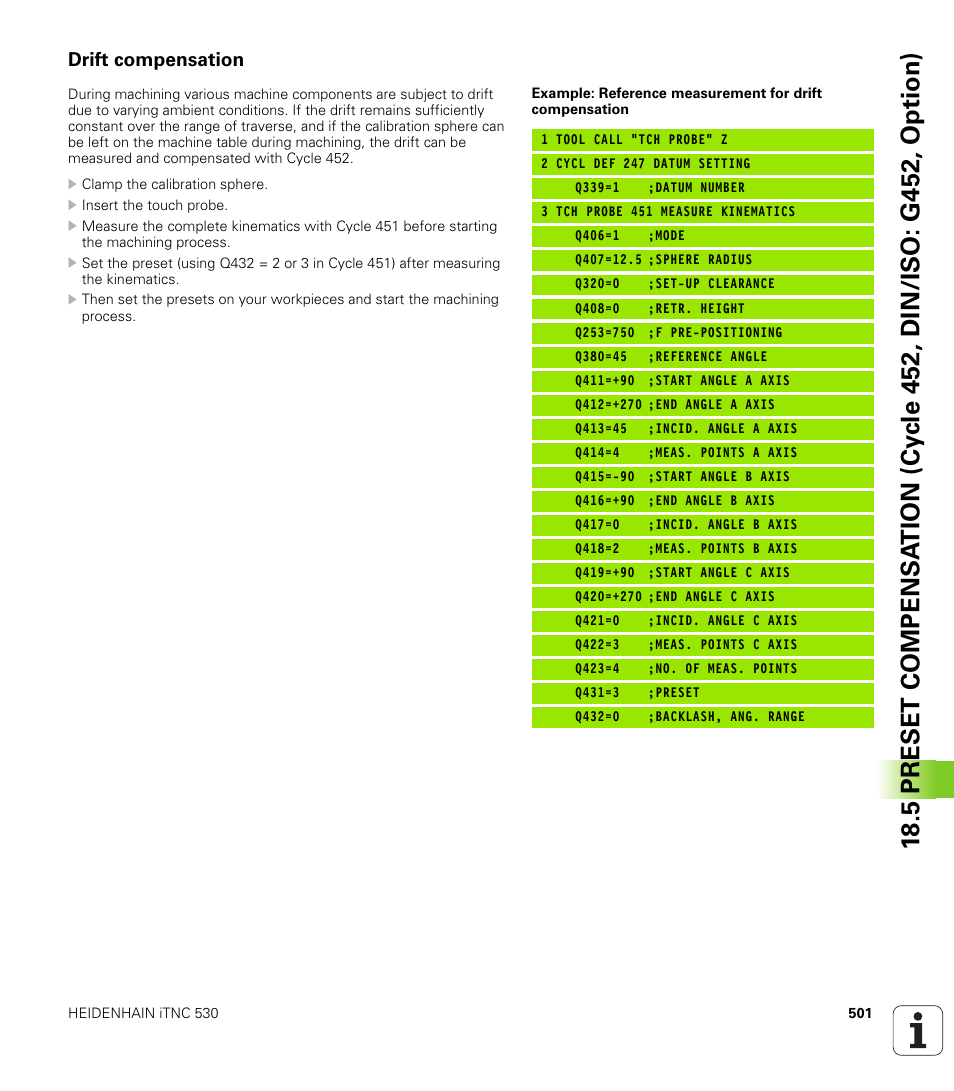 Drift compensation | HEIDENHAIN 530 (340 49x-07) Cycle programming User Manual | Page 501 / 525