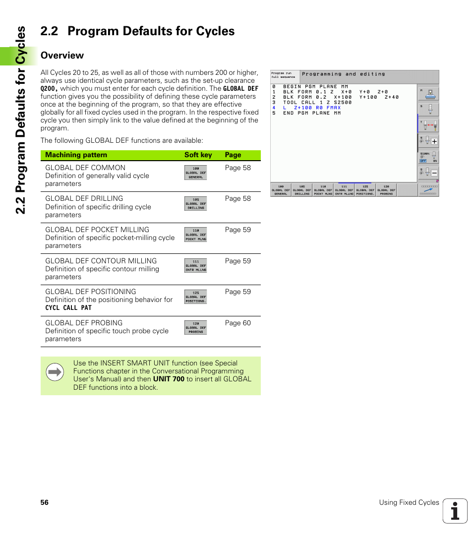 2 program defaults for cycles, Overview | HEIDENHAIN 530 (340 49x-07) Cycle programming User Manual | Page 56 / 525