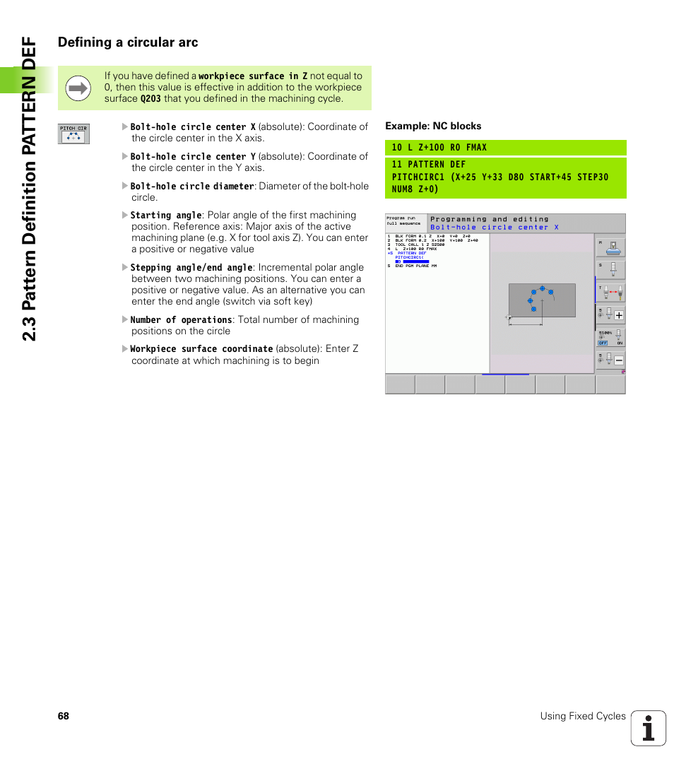 Defining a circular arc | HEIDENHAIN 530 (340 49x-07) Cycle programming User Manual | Page 68 / 525