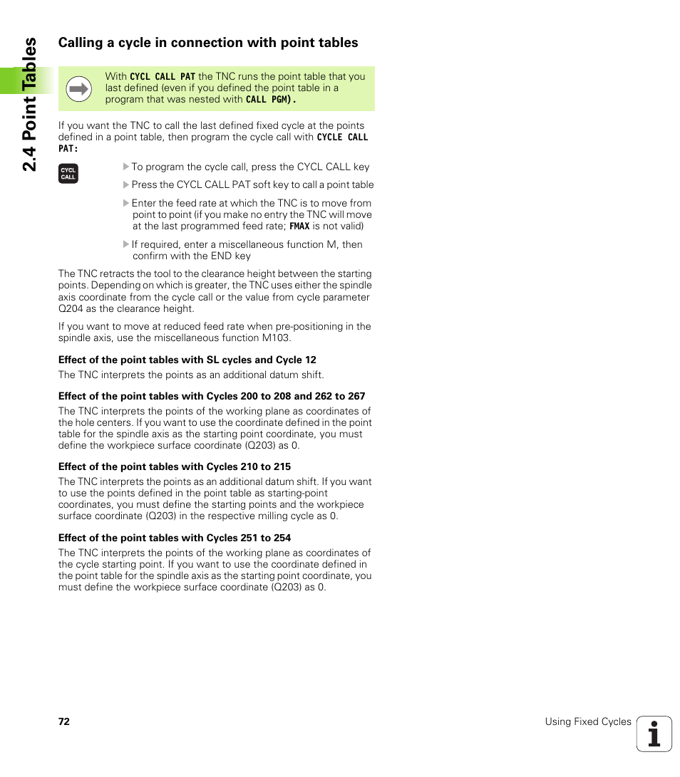 Calling a cycle in connection with point tables, 4 p o int t a bles | HEIDENHAIN 530 (340 49x-07) Cycle programming User Manual | Page 72 / 525