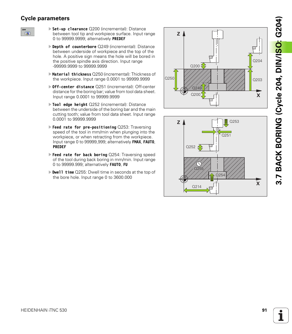 Cycle parameters | HEIDENHAIN 530 (340 49x-07) Cycle programming User Manual | Page 91 / 525