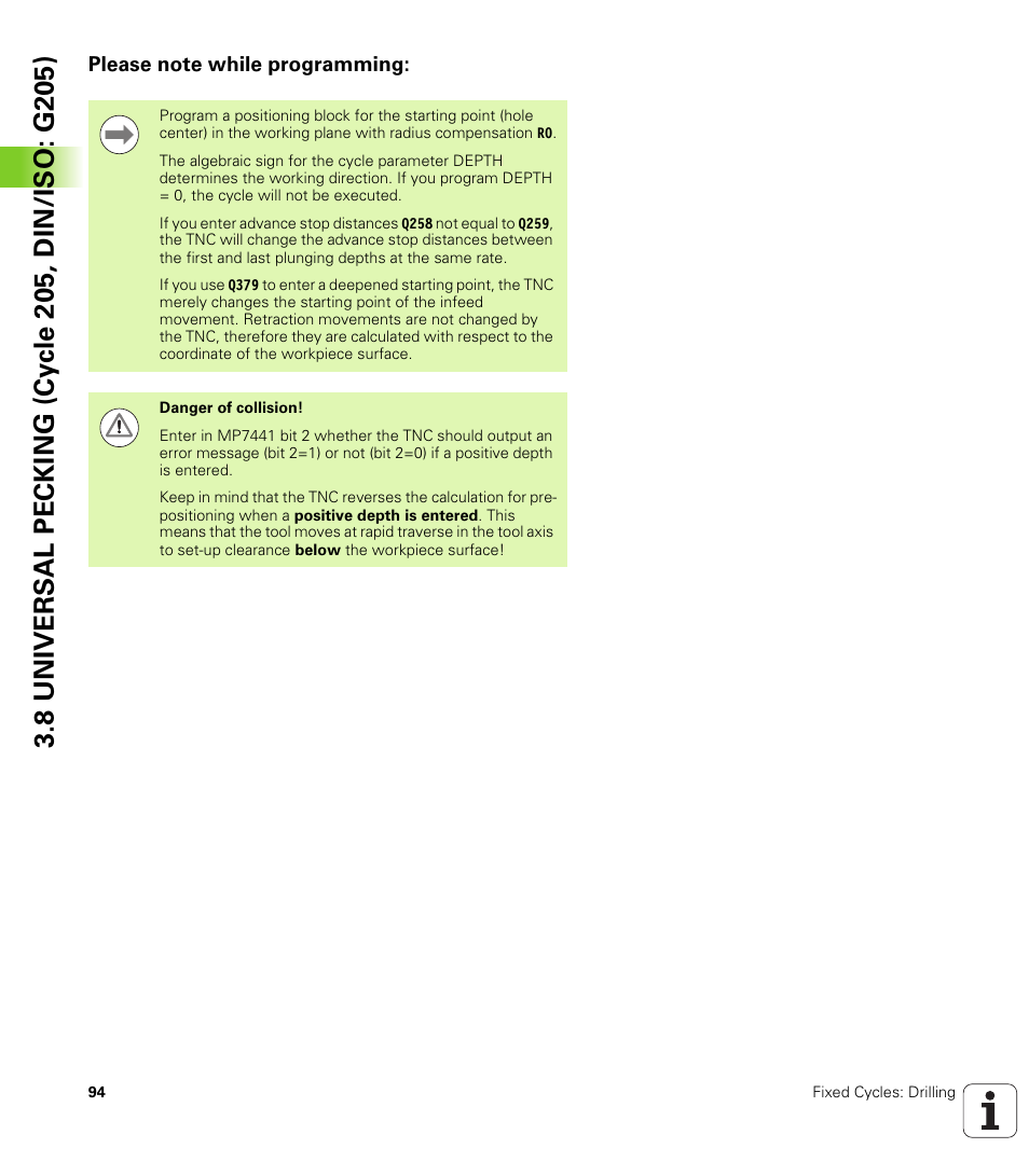 Please note while programming | HEIDENHAIN 530 (340 49x-07) Cycle programming User Manual | Page 94 / 525