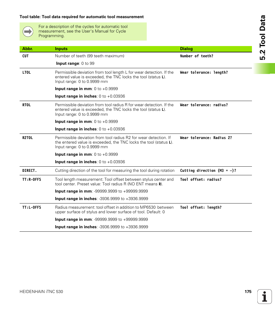 2 t ool d a ta | HEIDENHAIN 530 (340 49x-07) ISO programming User Manual | Page 175 / 650