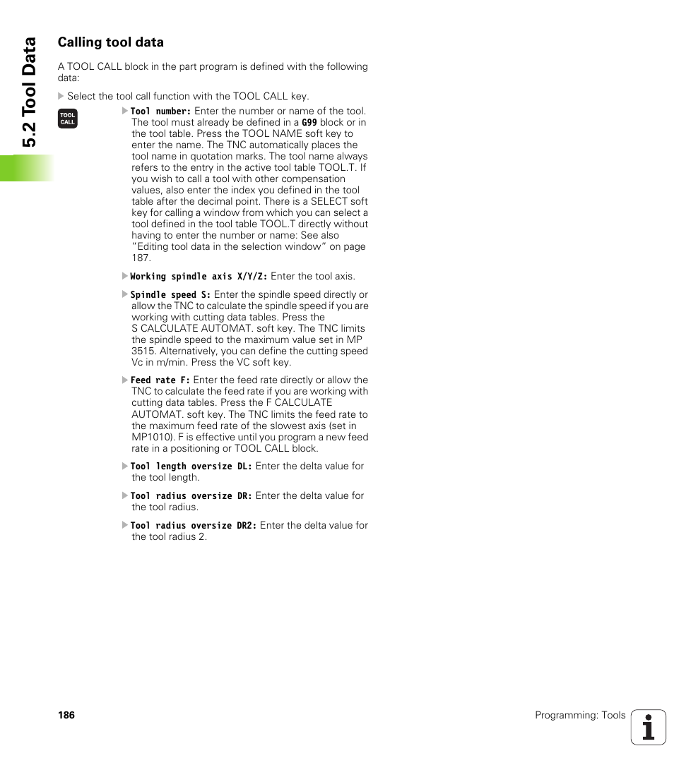 Calling tool data, 2 t ool d a ta | HEIDENHAIN 530 (340 49x-07) ISO programming User Manual | Page 186 / 650