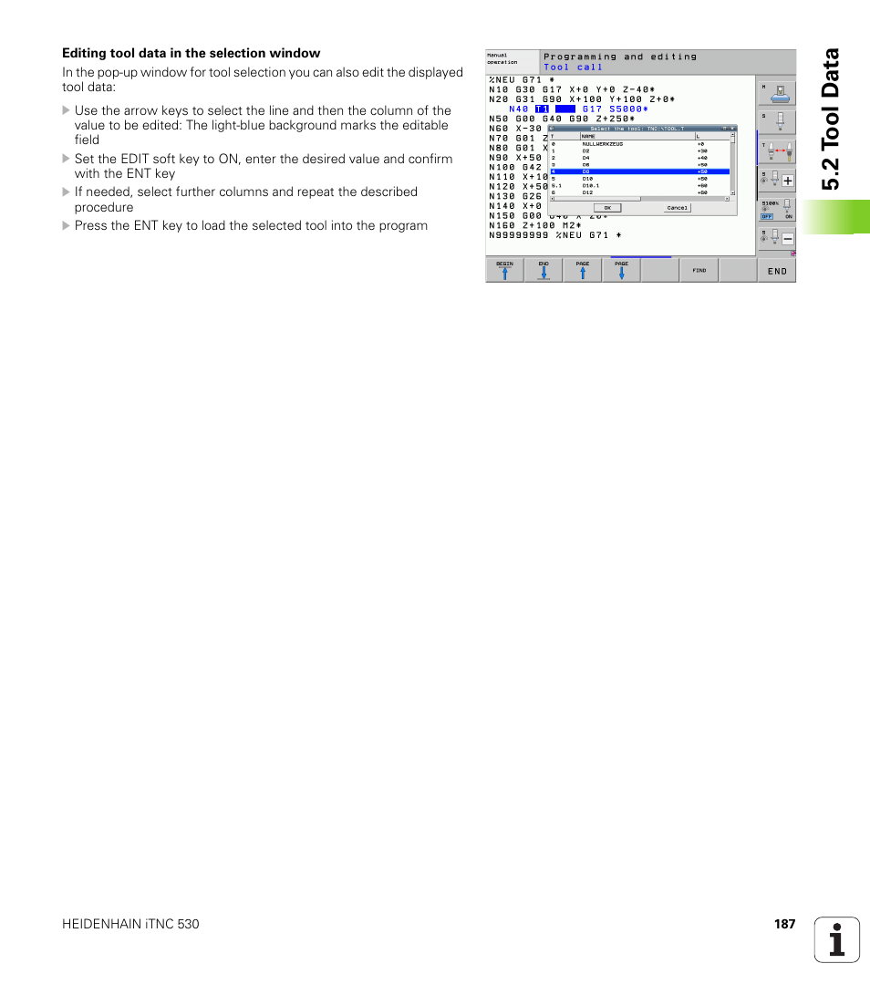 2 t ool d a ta | HEIDENHAIN 530 (340 49x-07) ISO programming User Manual | Page 187 / 650