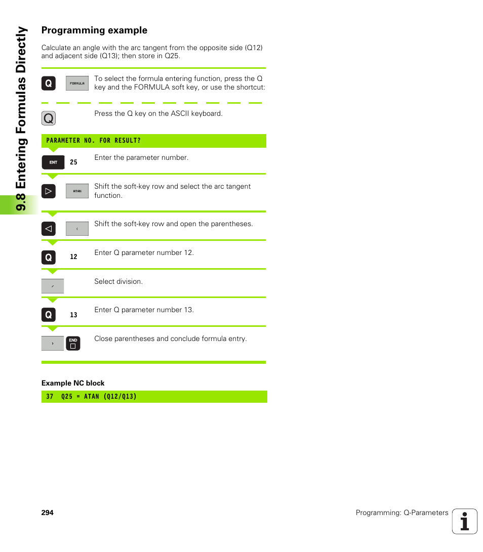 Programming example, 8 ent er ing f o rm ulas dir e ctly | HEIDENHAIN 530 (340 49x-07) ISO programming User Manual | Page 294 / 650