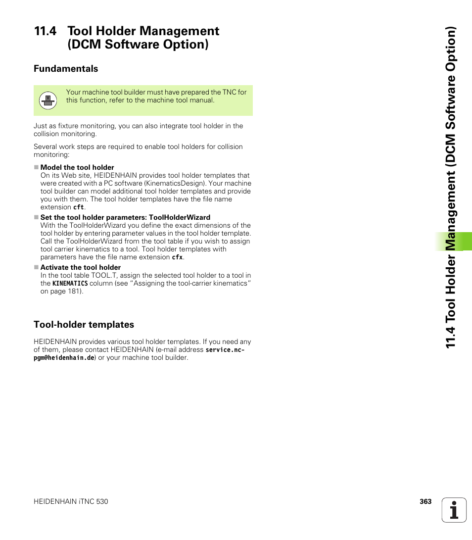 4 tool holder management (dcm software option), Fundamentals, Tool-holder templates | HEIDENHAIN 530 (340 49x-07) ISO programming User Manual | Page 363 / 650