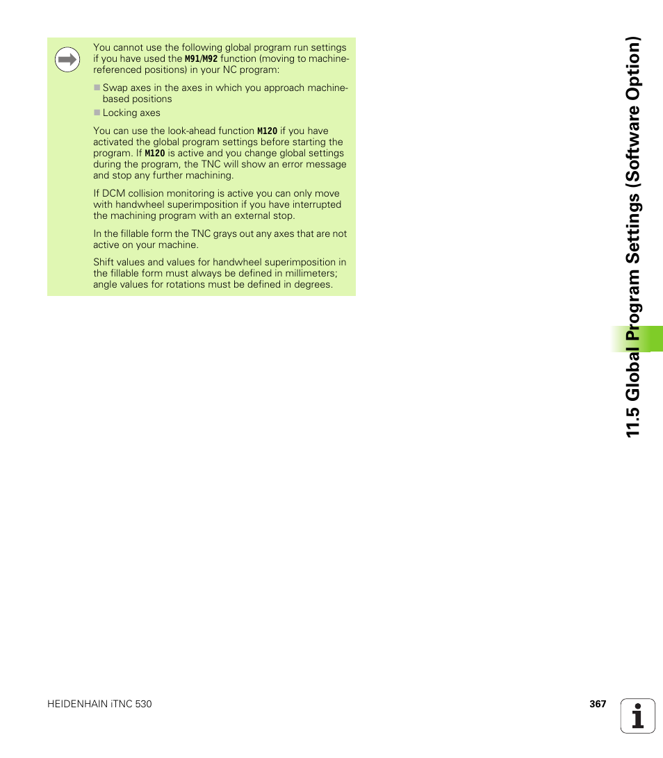 5 global pr ogr a m set tings (sof tw ar e option) | HEIDENHAIN 530 (340 49x-07) ISO programming User Manual | Page 367 / 650